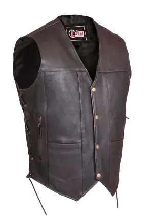 Men's 10 Pocket Pure Leather Biker Waistcoat Black & Brown