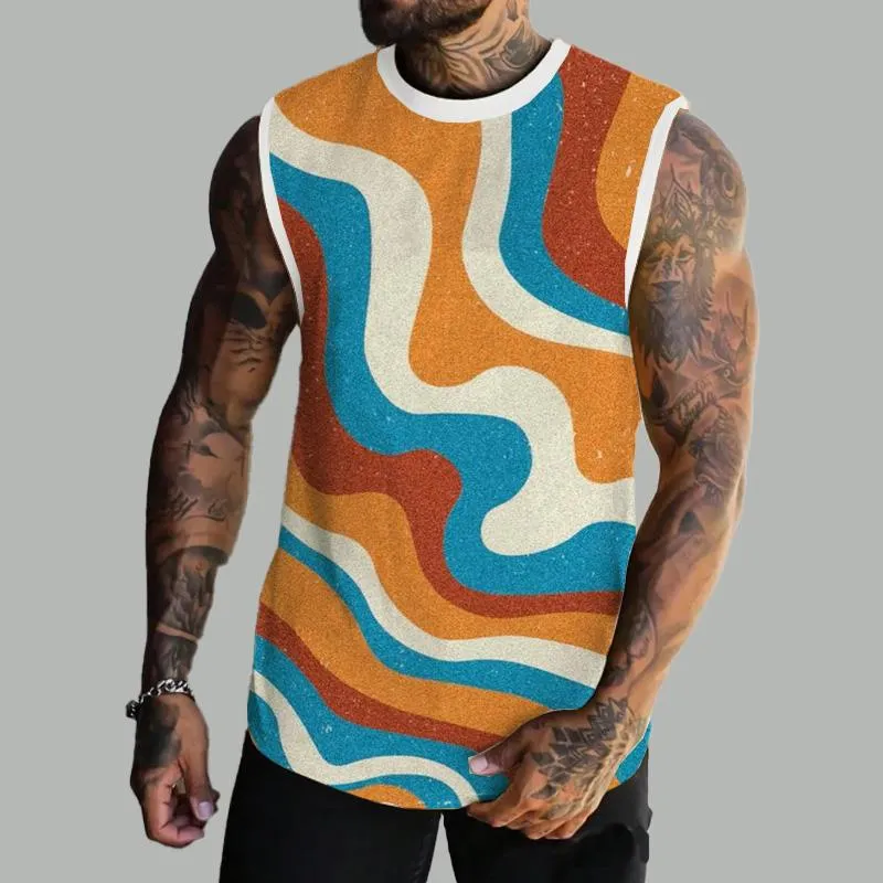 MEN'S BASIC PRINTED ROUND NECK VEST 87294532YM