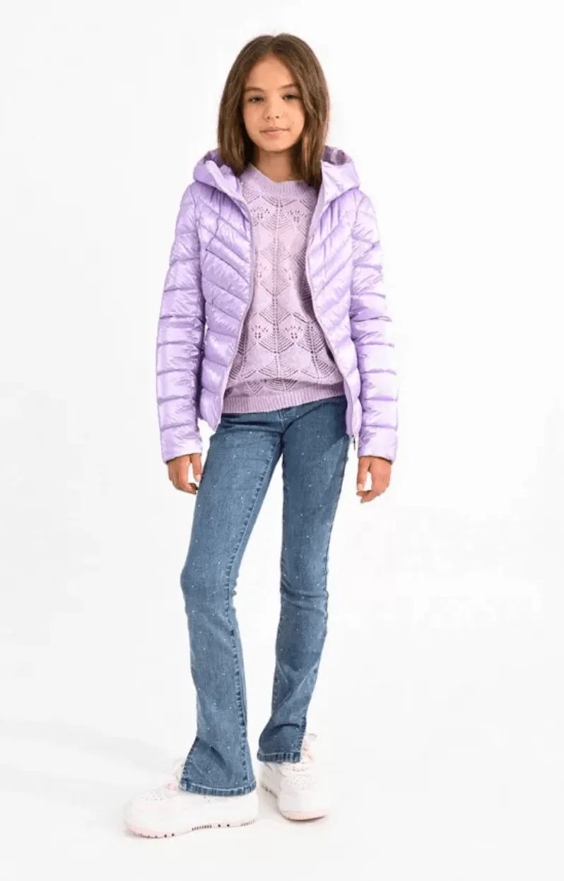 Molly Bracken Hooded Puffer Jacket in Purple