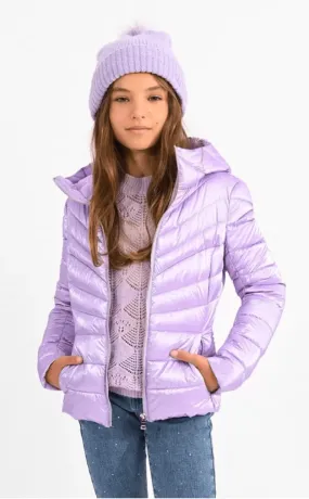 Molly Bracken Hooded Puffer Jacket in Purple