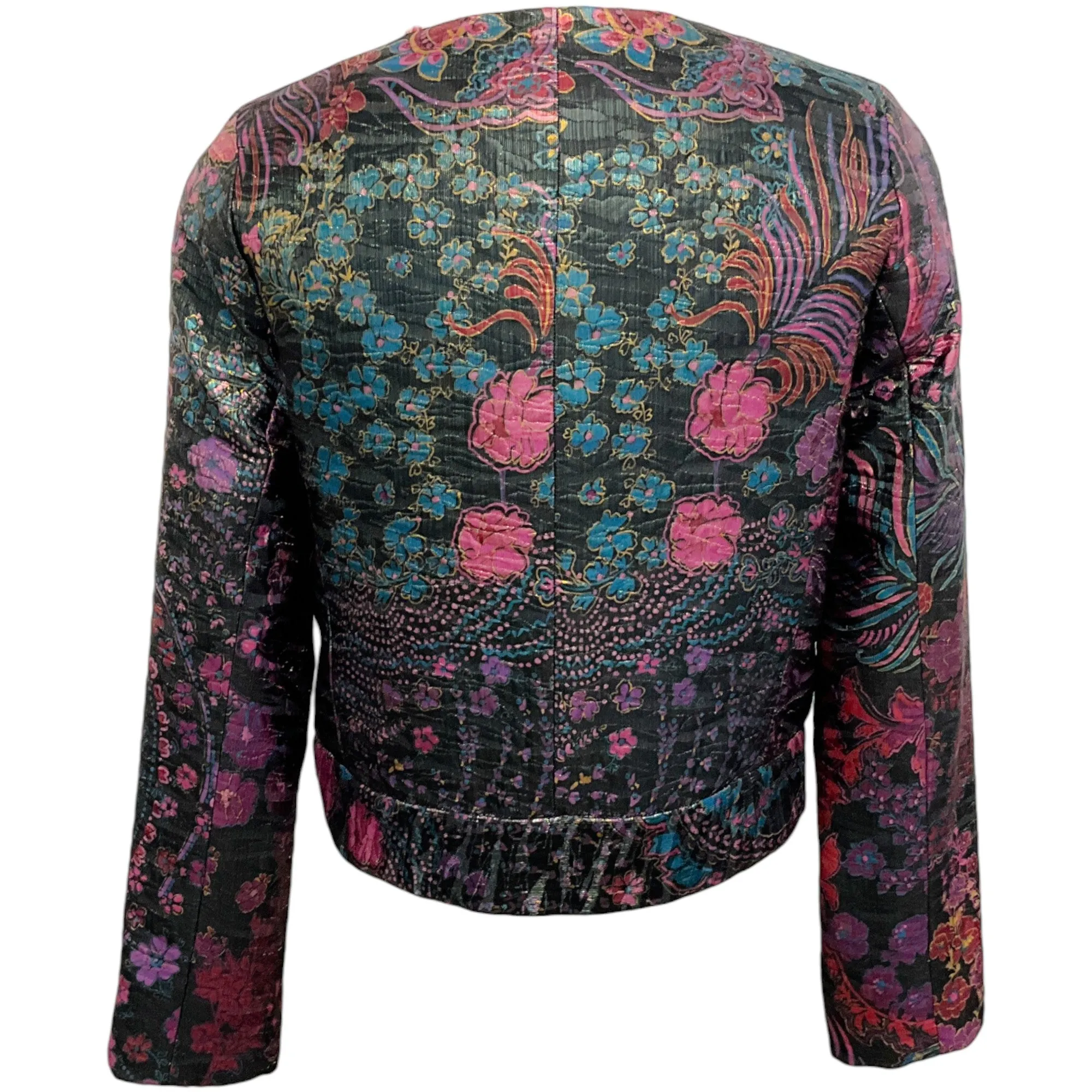 Natori Bohemia Garden Jacquard Jacket with Faux Fur