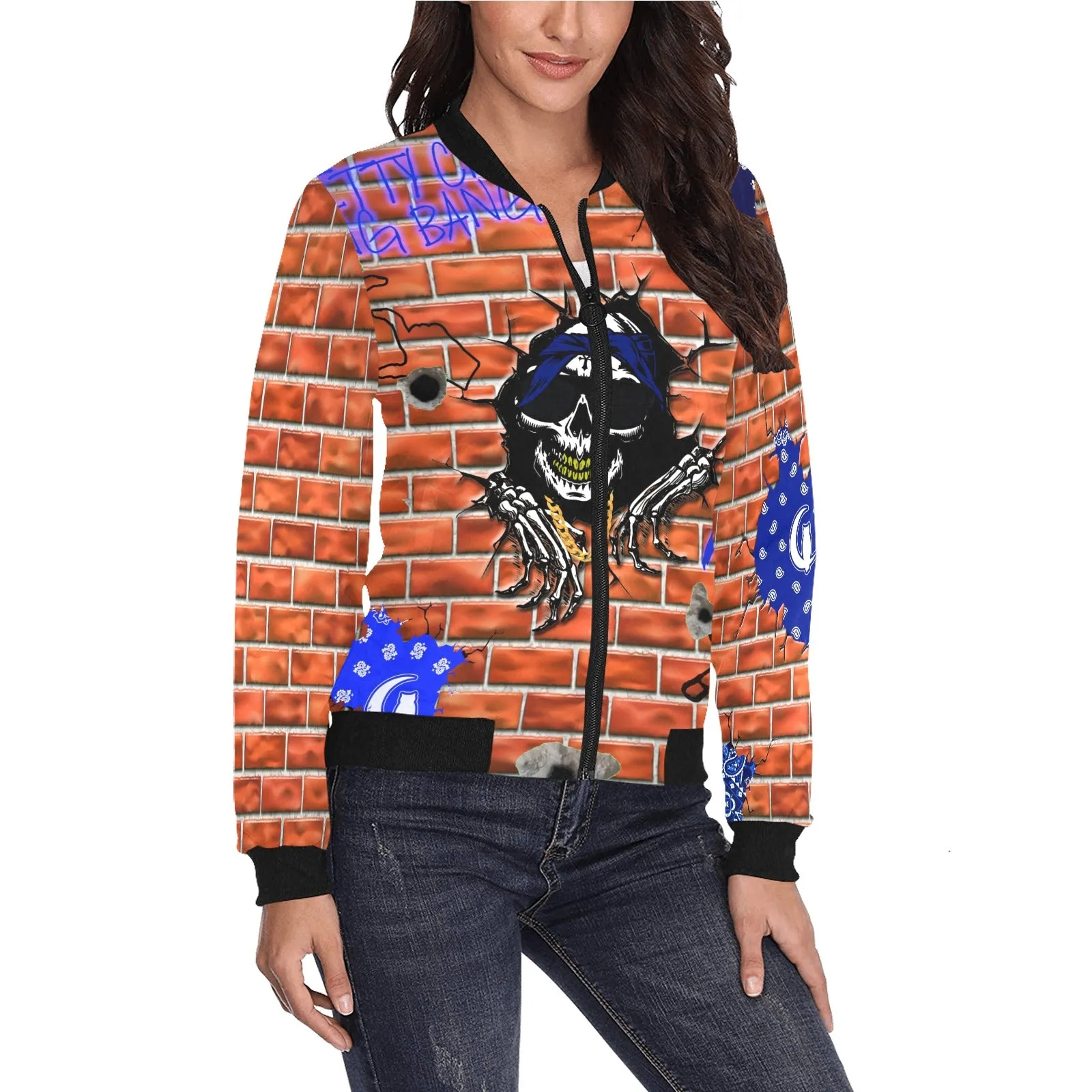 NHC All Over Print Bomber Jacket for Women