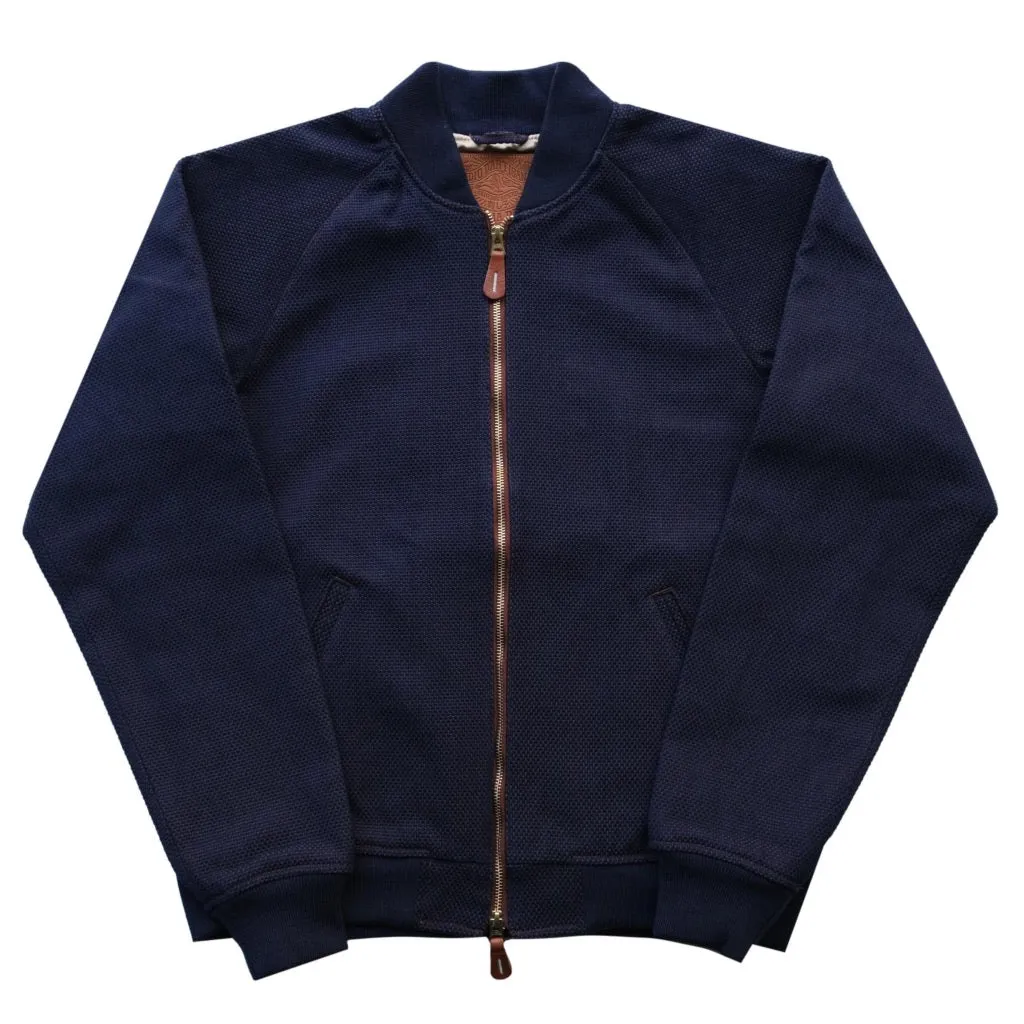 OD SDA "Kasezome" Indigo x Kakishibu Sashiko Selvedge Bomber Jacket