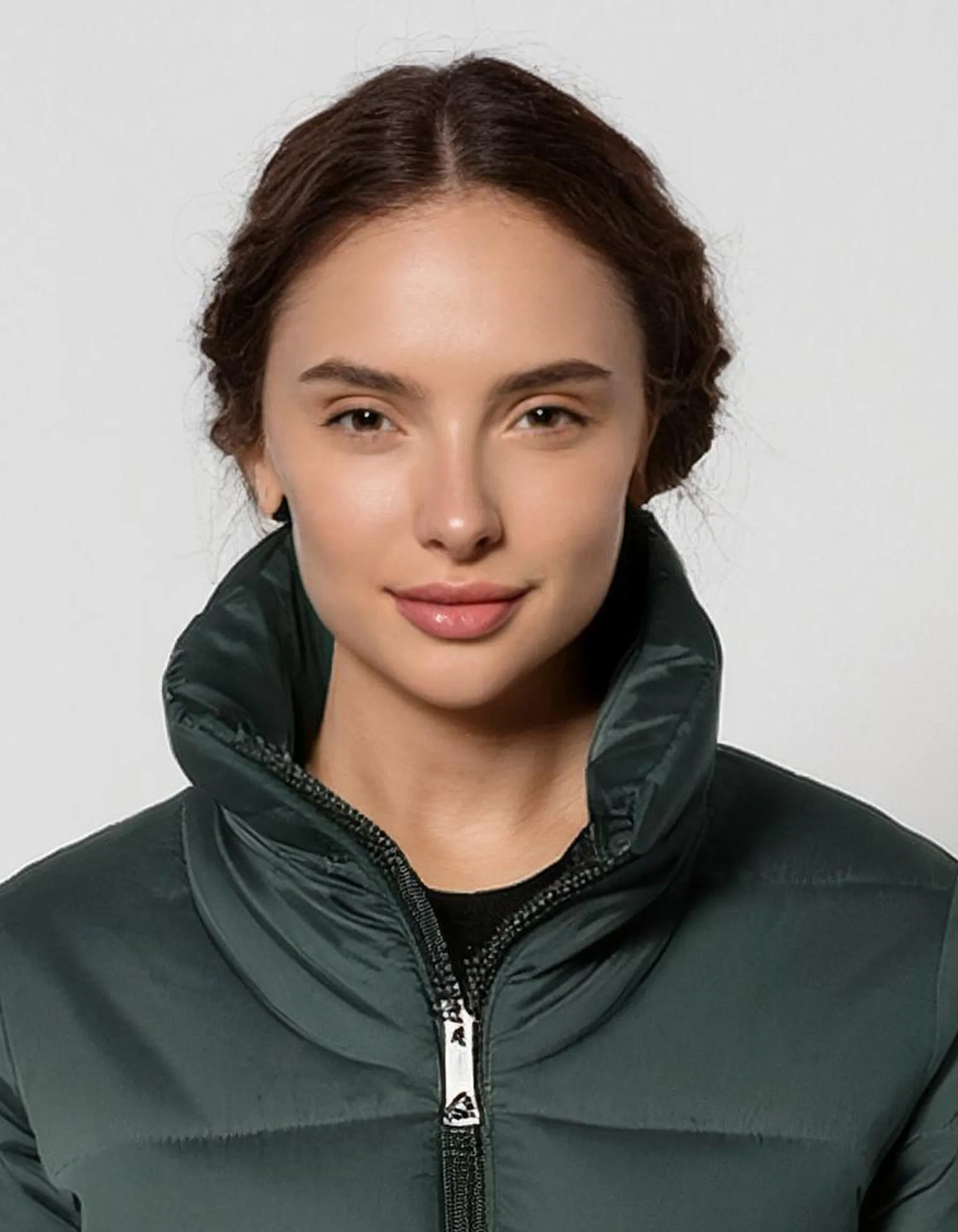 Olive Green Hooded Bomber Puffer Jacket