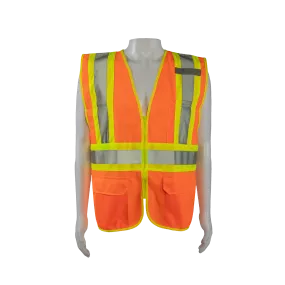 OV2-CB1 ANSI Class II Orange Solid Two Tone Dot Safety Vest