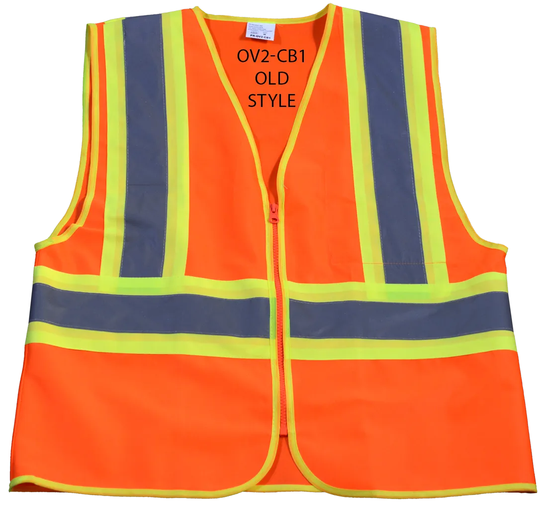 OV2-CB1 ANSI Class II Orange Solid Two Tone Dot Safety Vest