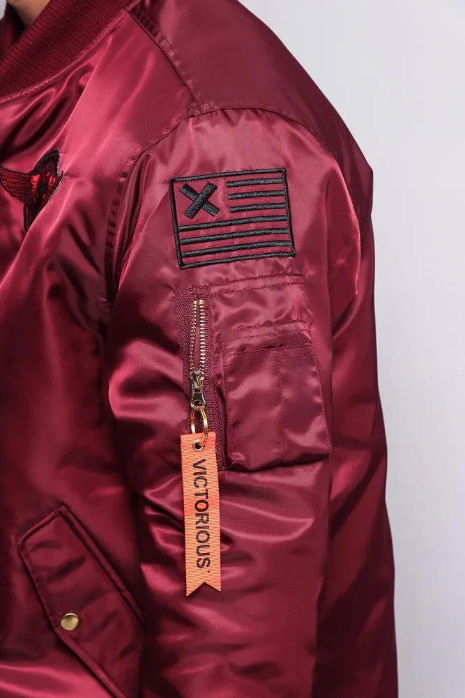 Patched Long Length MA-1 Bomber Jacket