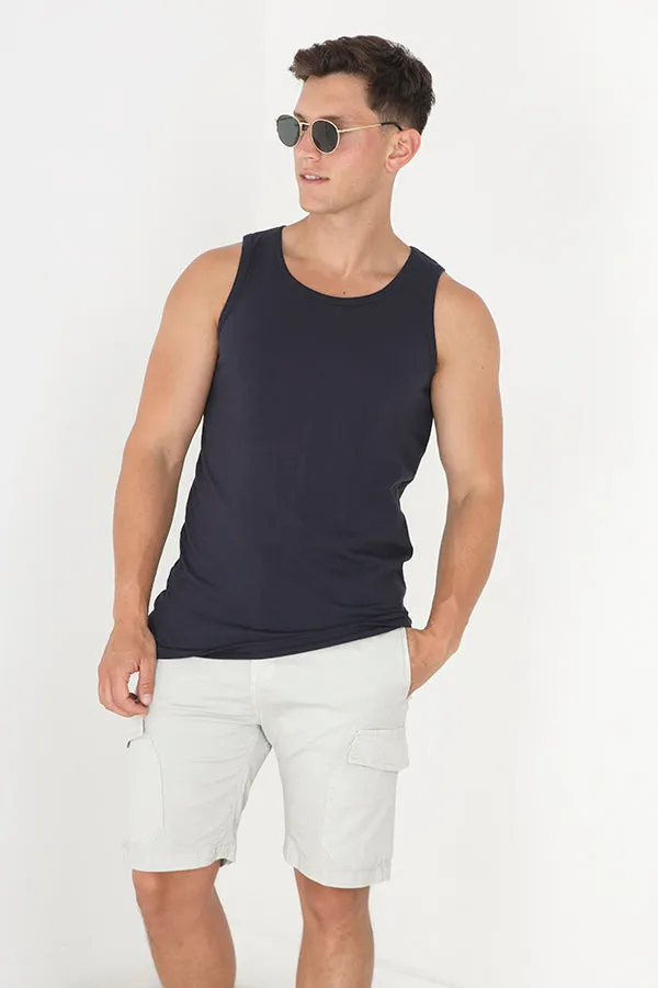 PLAIN COLOUR REGULAR FIT SCOOP NECK TANK TOP