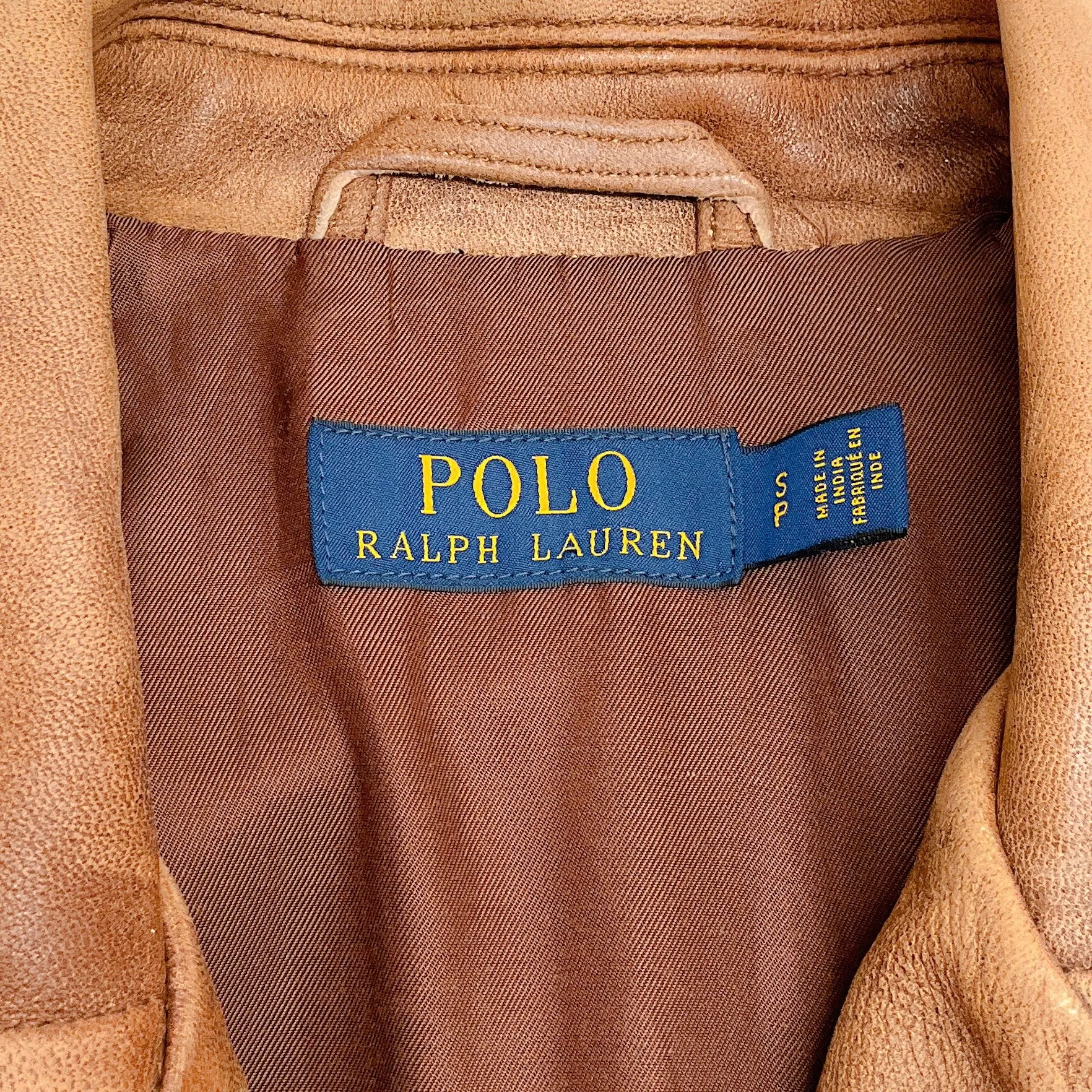 Polo Ralph Lauren Brown Distressed Leather Moto Jacket