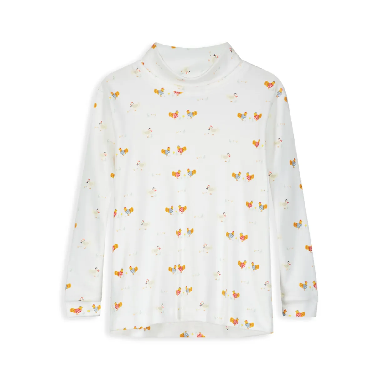 Printed Pima Turtleneck - French Hen