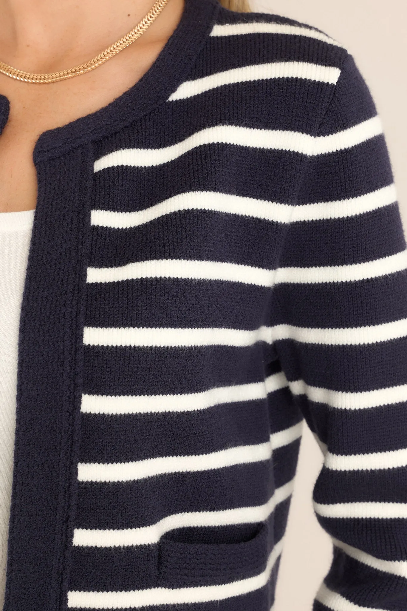 Retail Therapy Navy & White Striped Cardigan