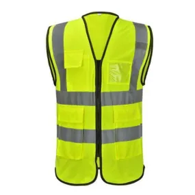 Safety Reflective Vest Zip & 2 Pockets Yellow Large