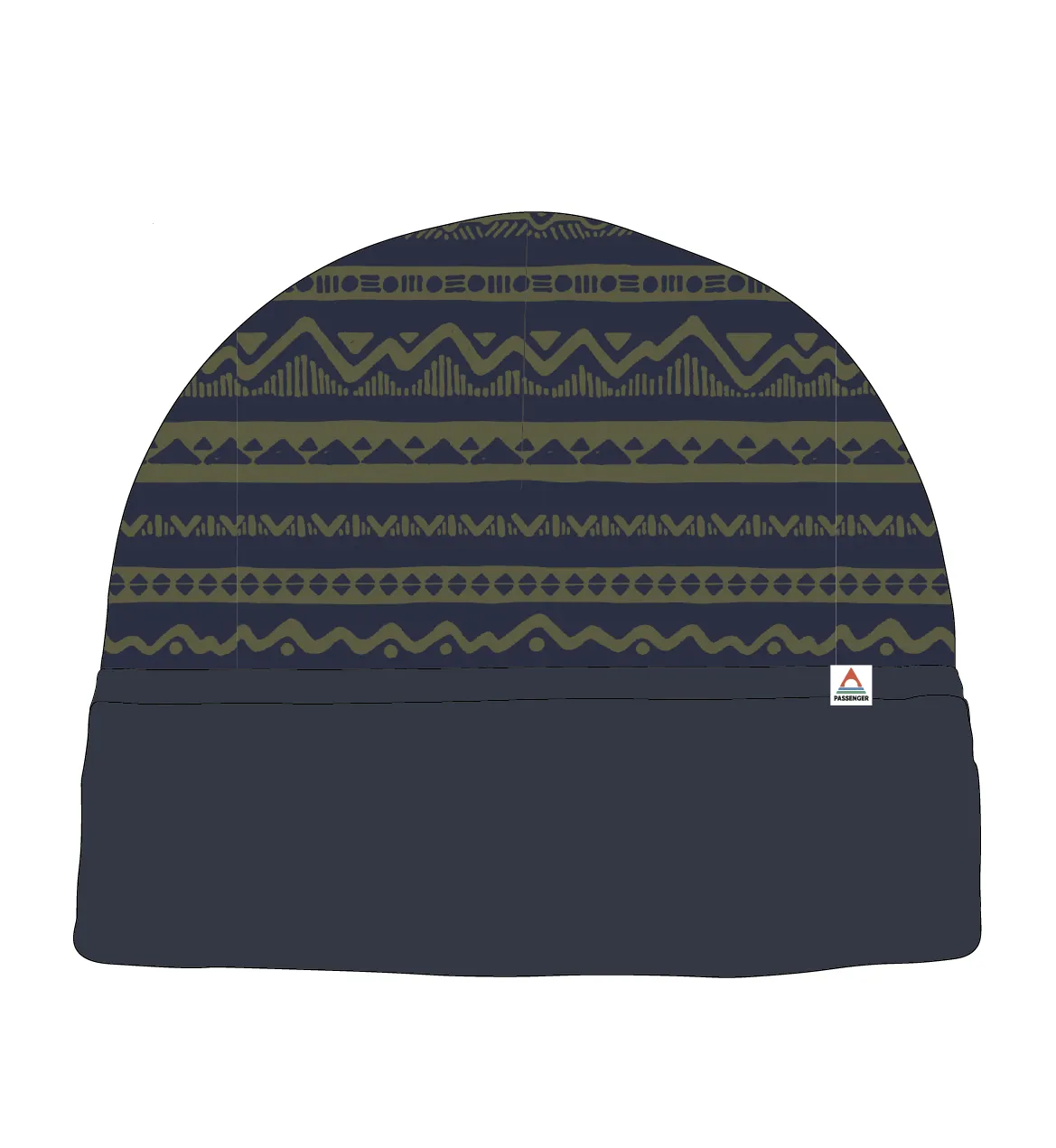 Set Off Recycled Polar Fleece Beanie - Mountain Geo Khaki/Rich Navy