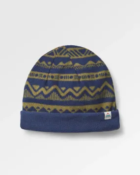 Set Off Recycled Polar Fleece Beanie - Mountain Geo Khaki/Rich Navy