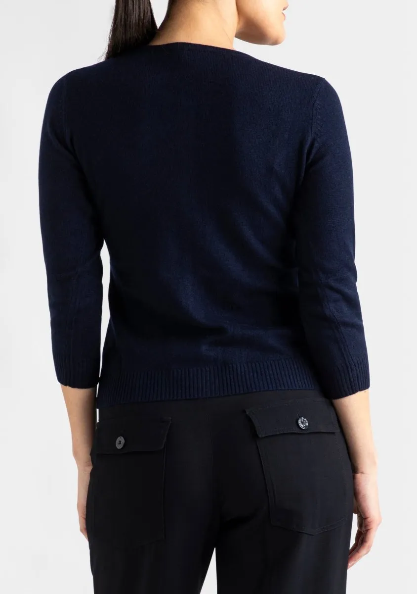 Silk   Cashmere Victoria Cardigan in Navy