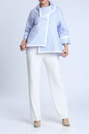 Sky Blue Jacquard High-Low Jacket