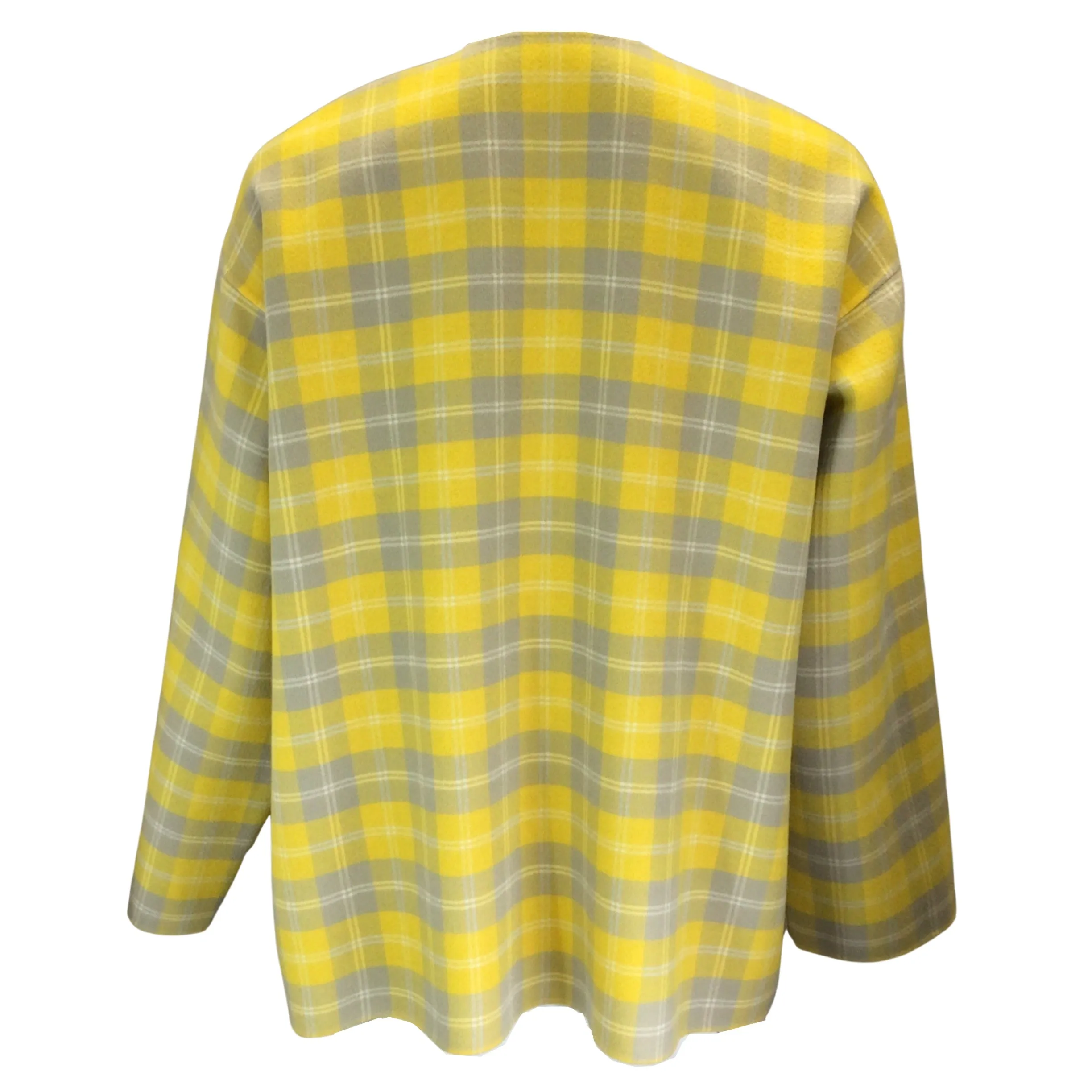 Sofie D'Hoore Yellow / Green Multi Checkered Open Front Wool Jacket