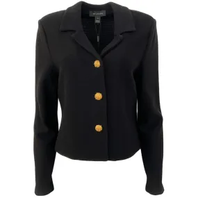 St. John Black Knit Jacket with Gold Buttons