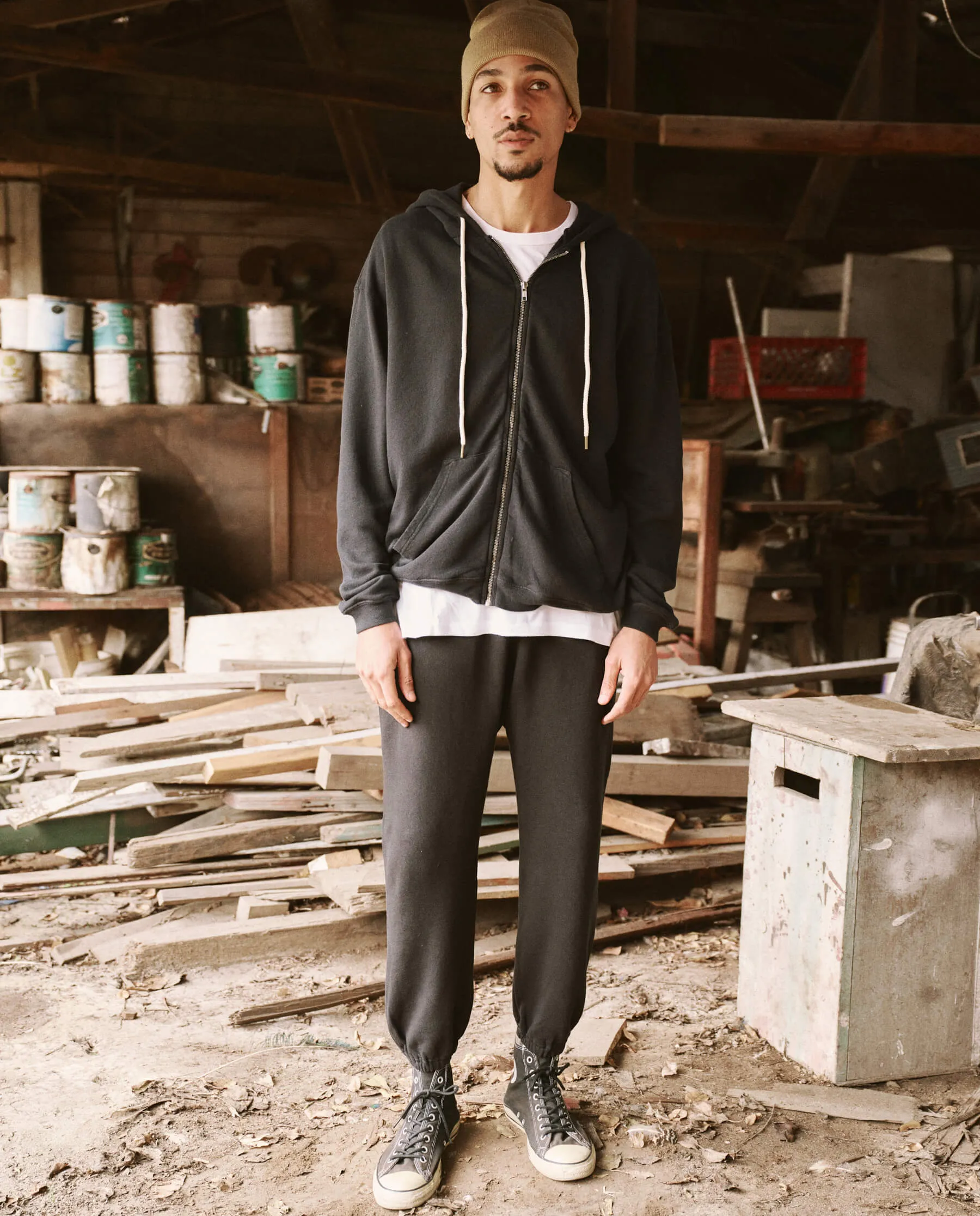 The Men's Zip Up Hoodie. -- Almost Black