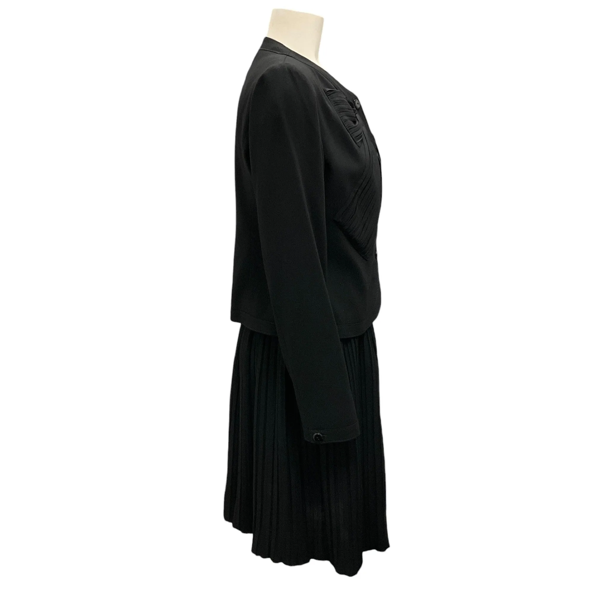 Valentino Black Wool Crepe Jacket and Skirt Two-Piece Set