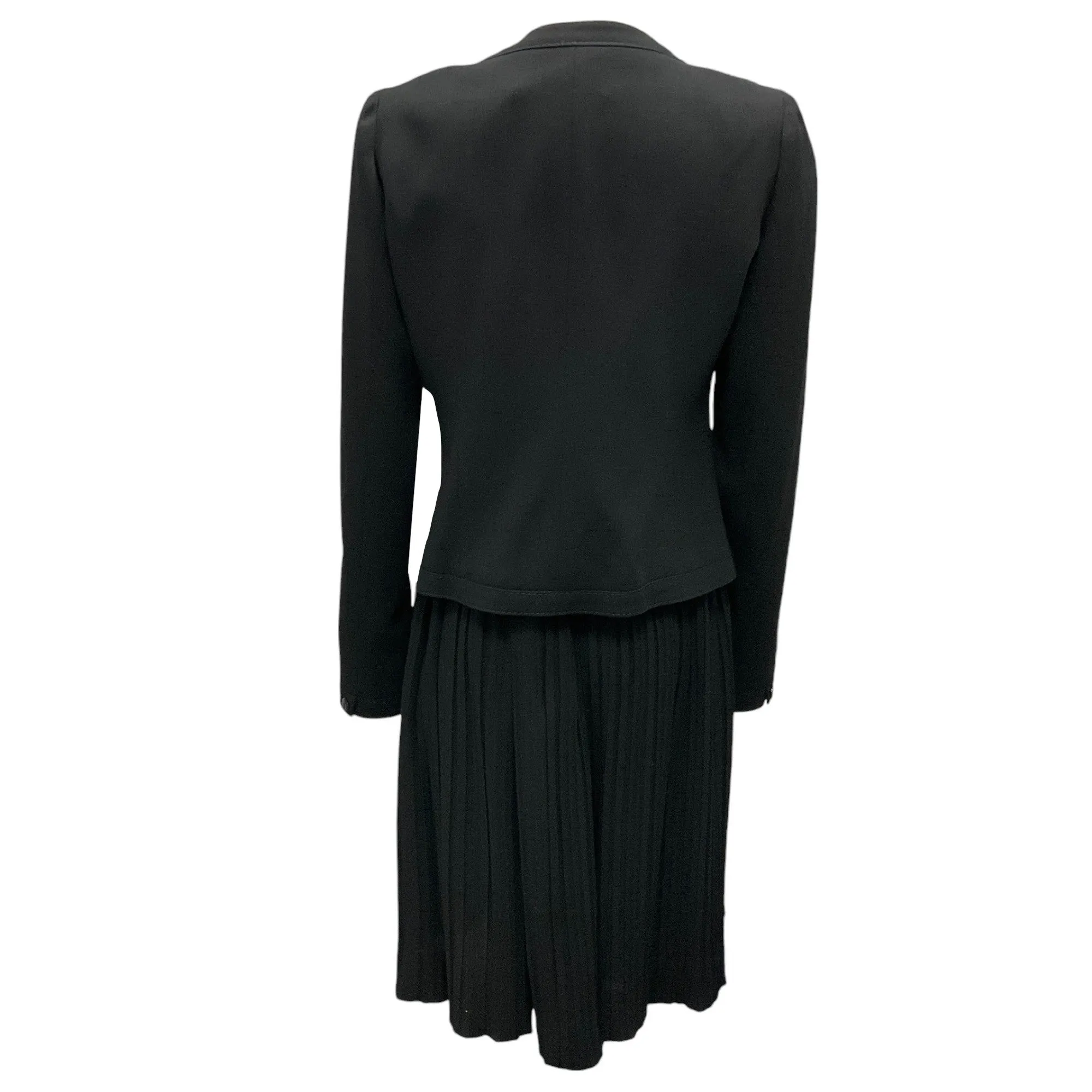 Valentino Black Wool Crepe Jacket and Skirt Two-Piece Set