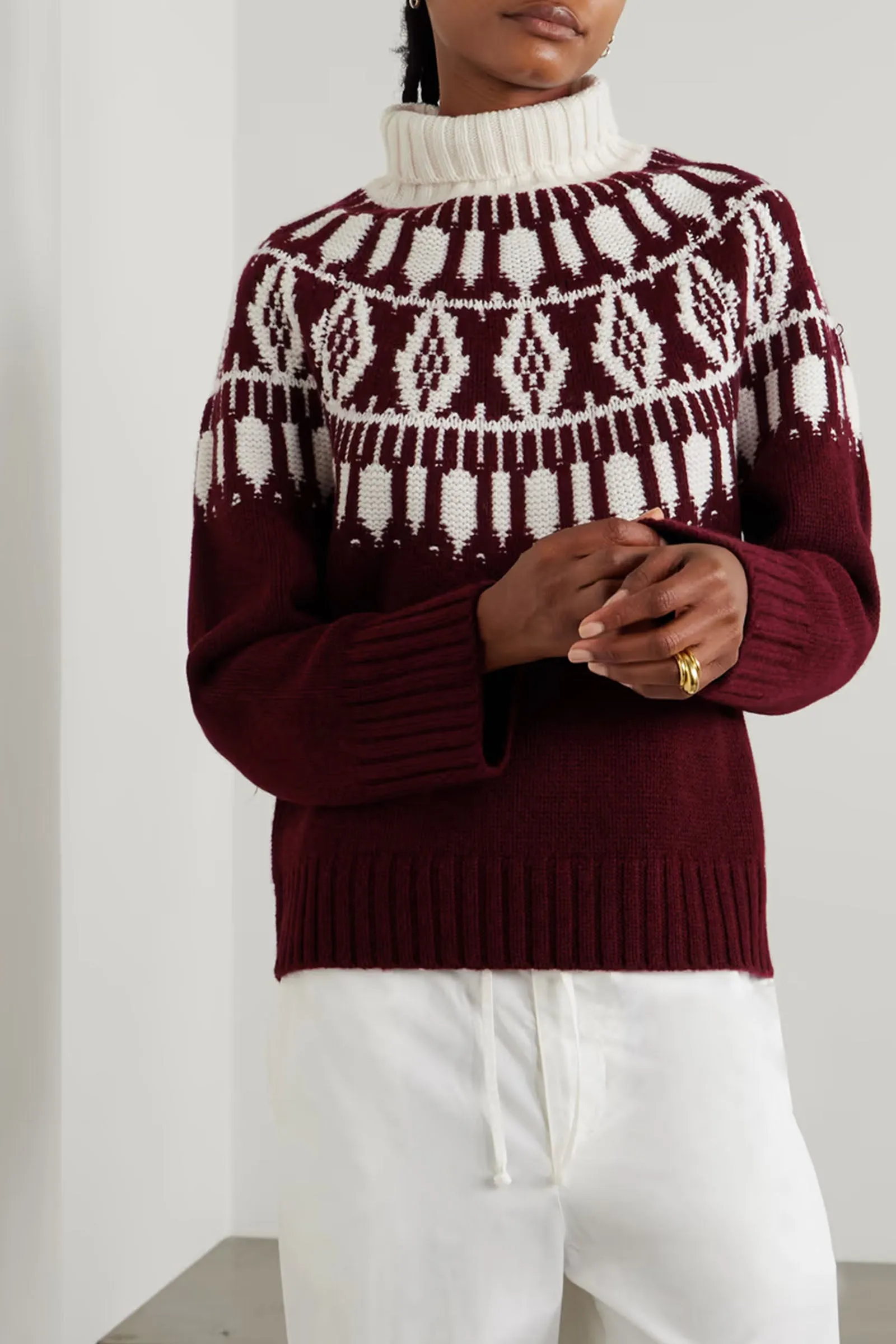 Whistler Fair Isle Intarsia-knit Cashmere Turtleneck Sweater