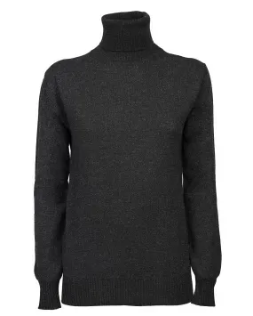 Women's Pure Cashmere Turtleneck Sweater Charcoal