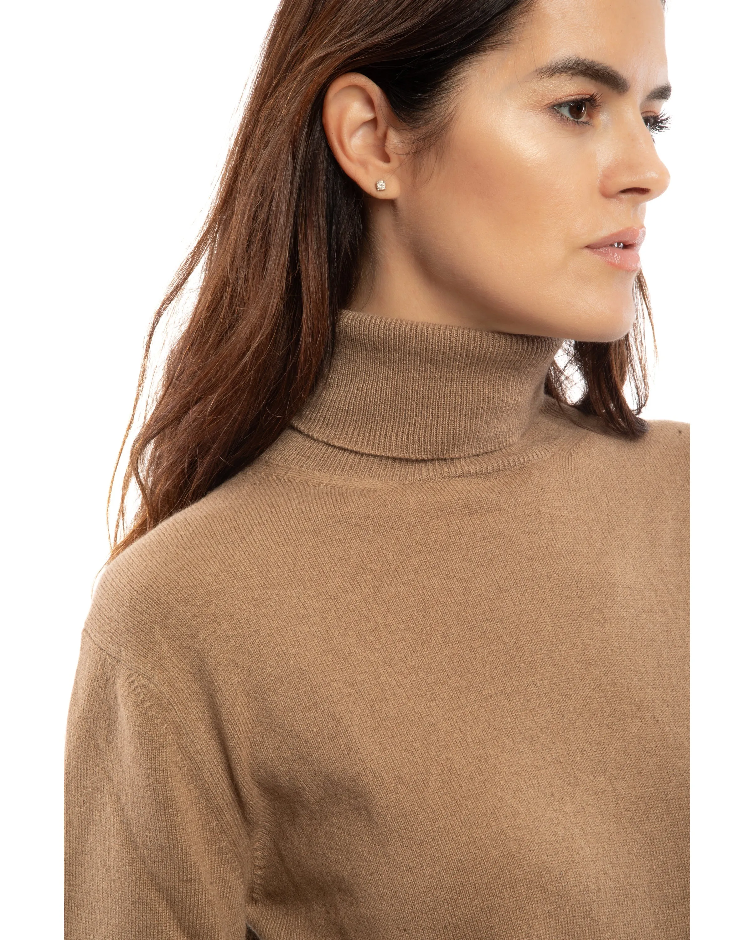 Women's Pure Cashmere Turtleneck Sweater Melange Blue