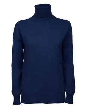 Women's Pure Cashmere Turtleneck Sweater Melange Blue