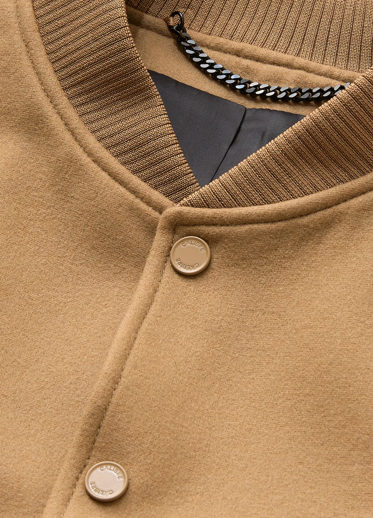 Wool Blend Melton Bomber Jacket Camel