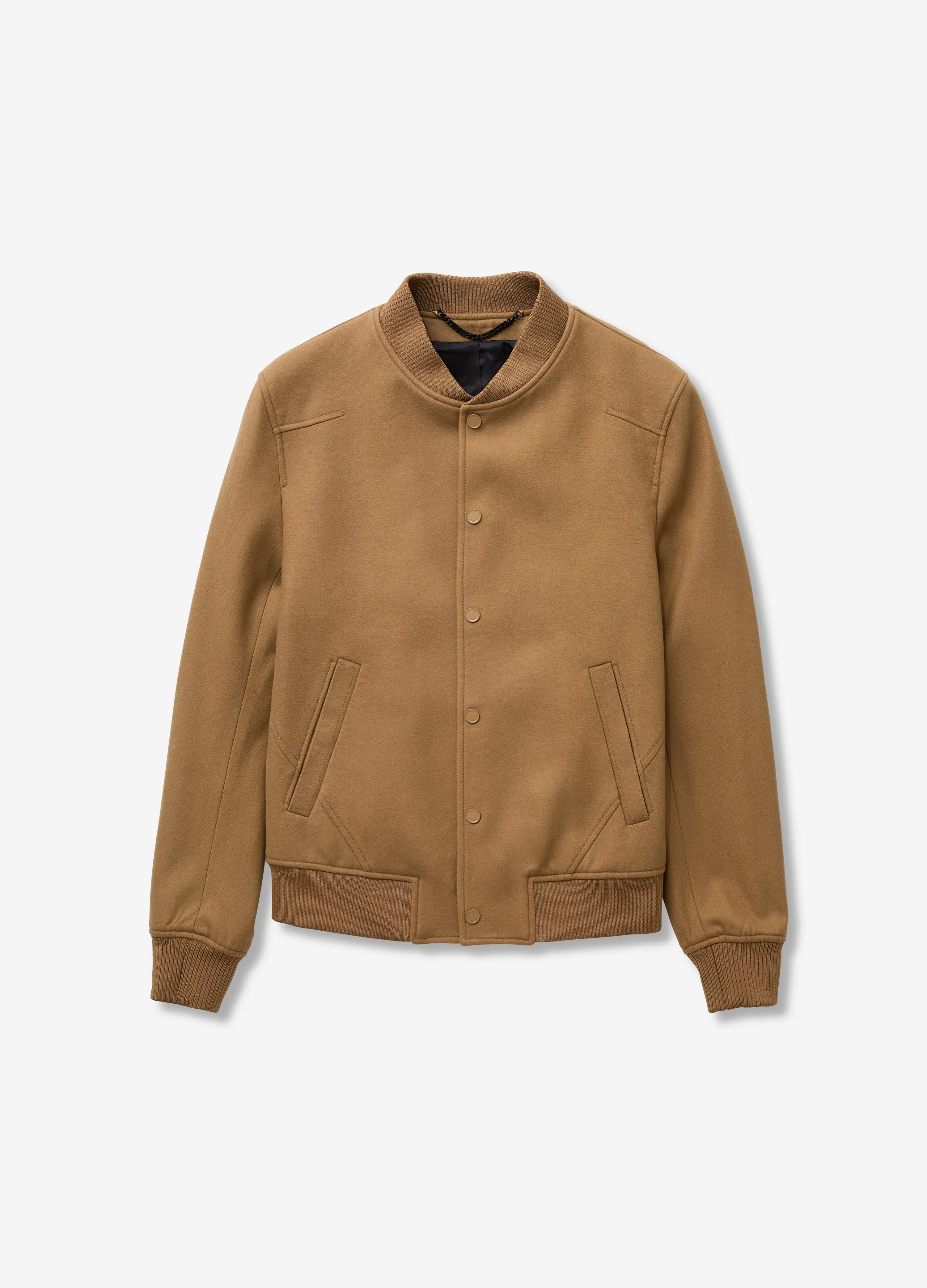 Wool Blend Melton Bomber Jacket Camel