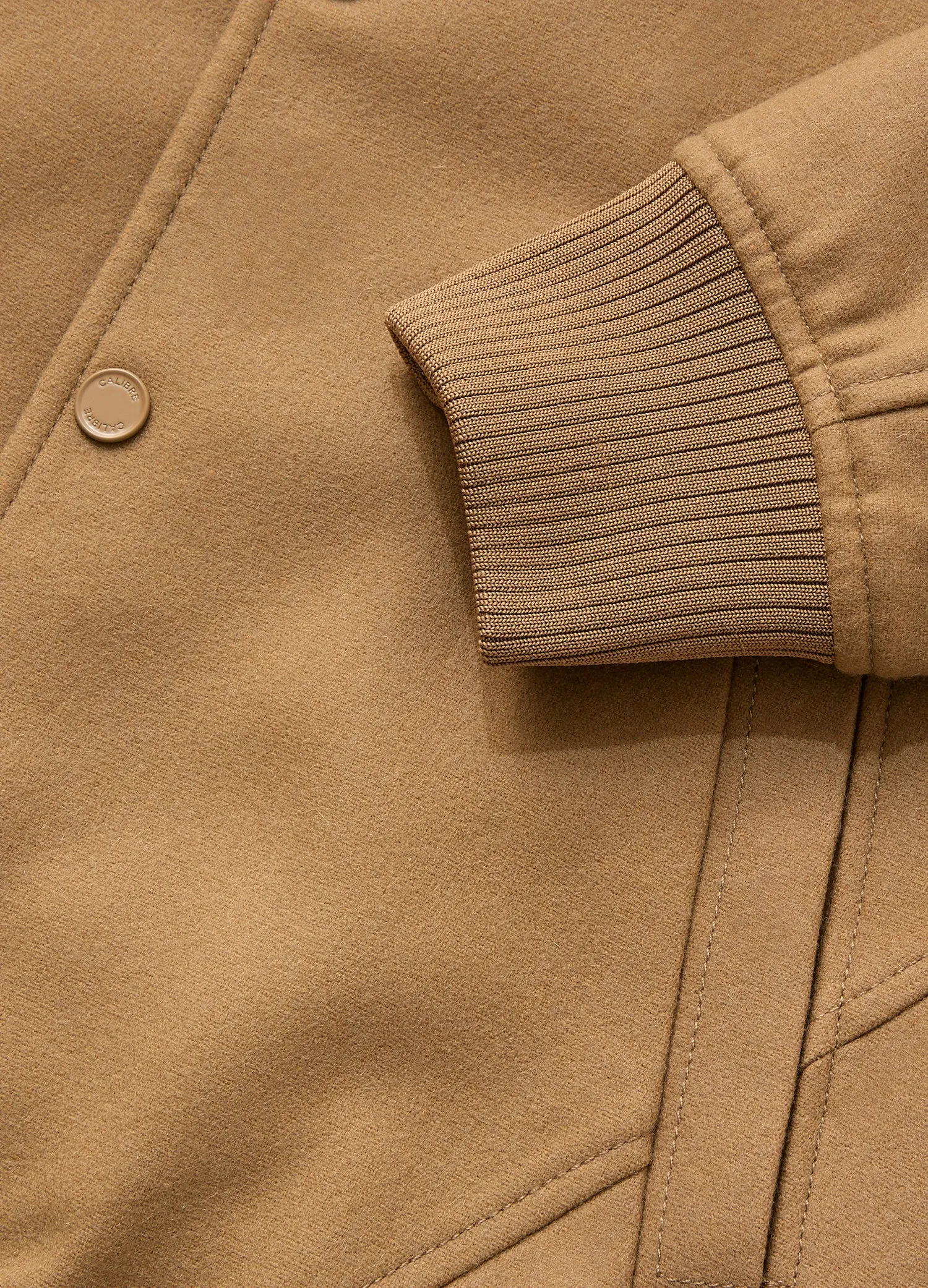 Wool Blend Melton Bomber Jacket Camel